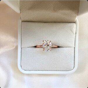 2 Ct Goose Egg Moissanite Engagement Ring Rose Gold 925 Sterling Silver